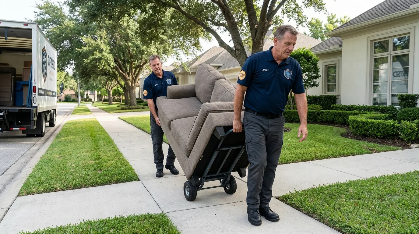 Local residential moving crew loading furniture in New Albany, IN